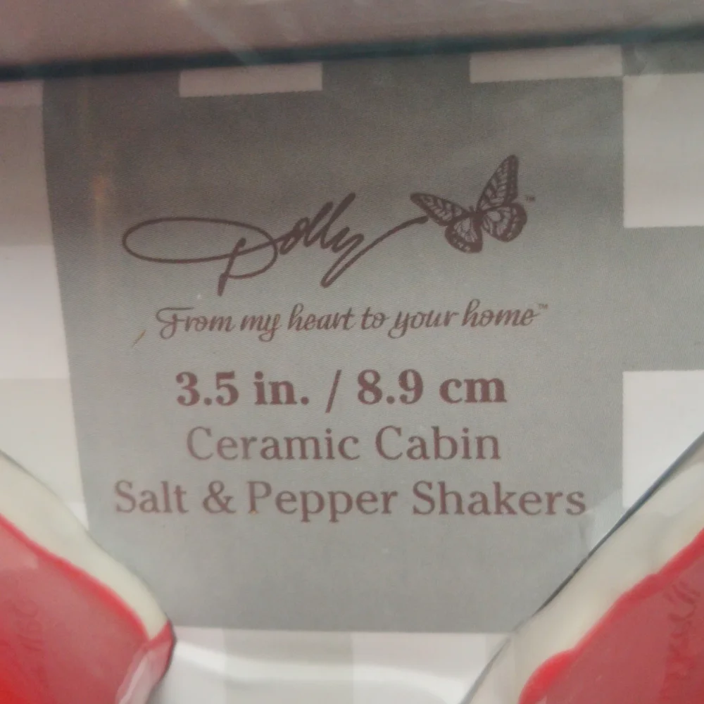 NIB Dolly Parton Ceramic Cabin Salt & Pepper Shakers and People Magazine